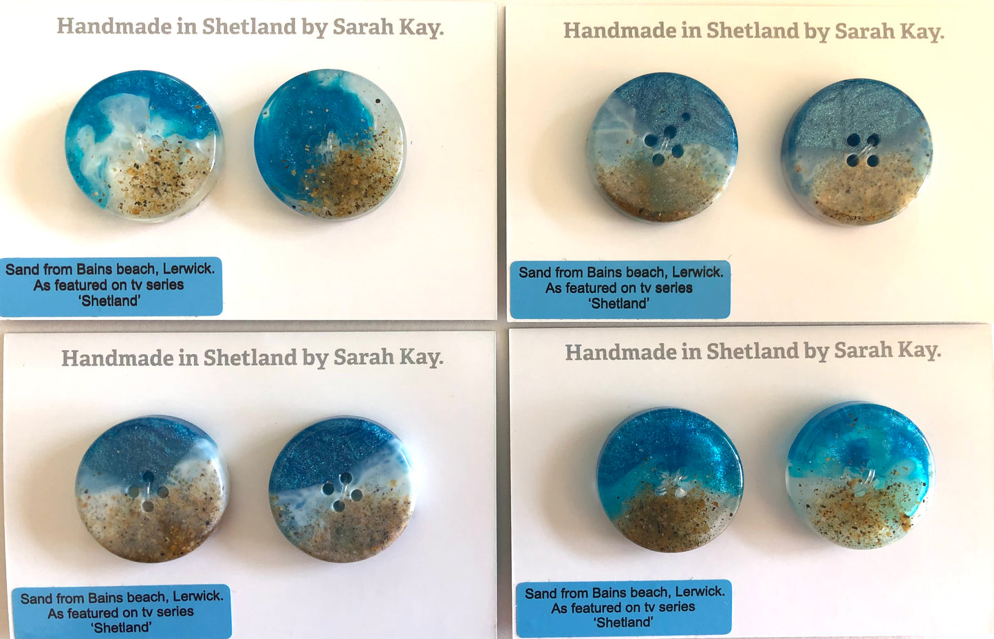 Bains Beach Resin Buttons, Shetland TV Series Inspired