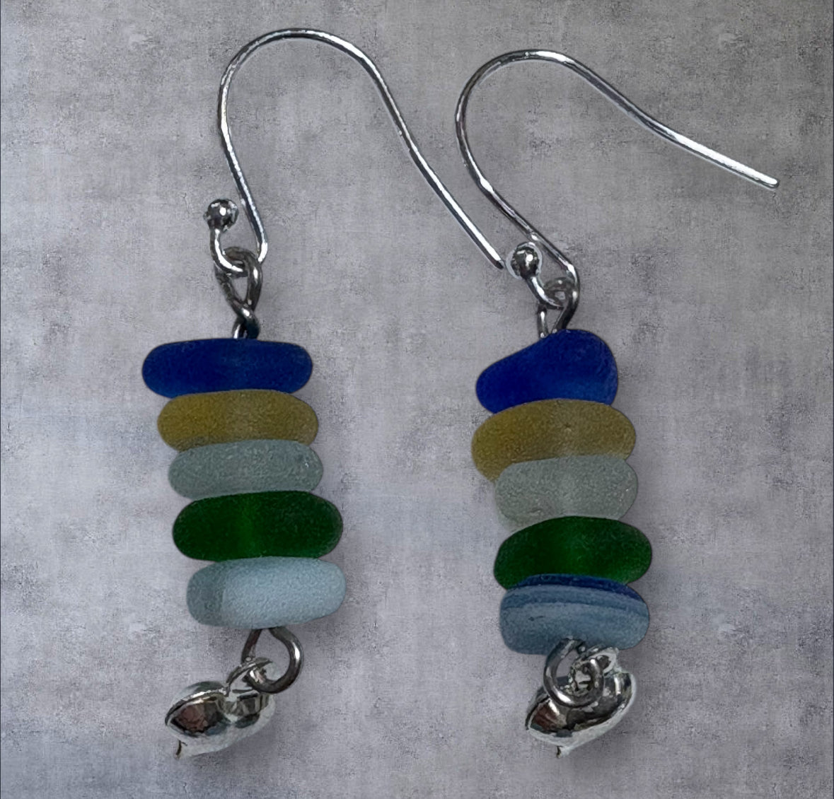 Seaglass stack earrings.