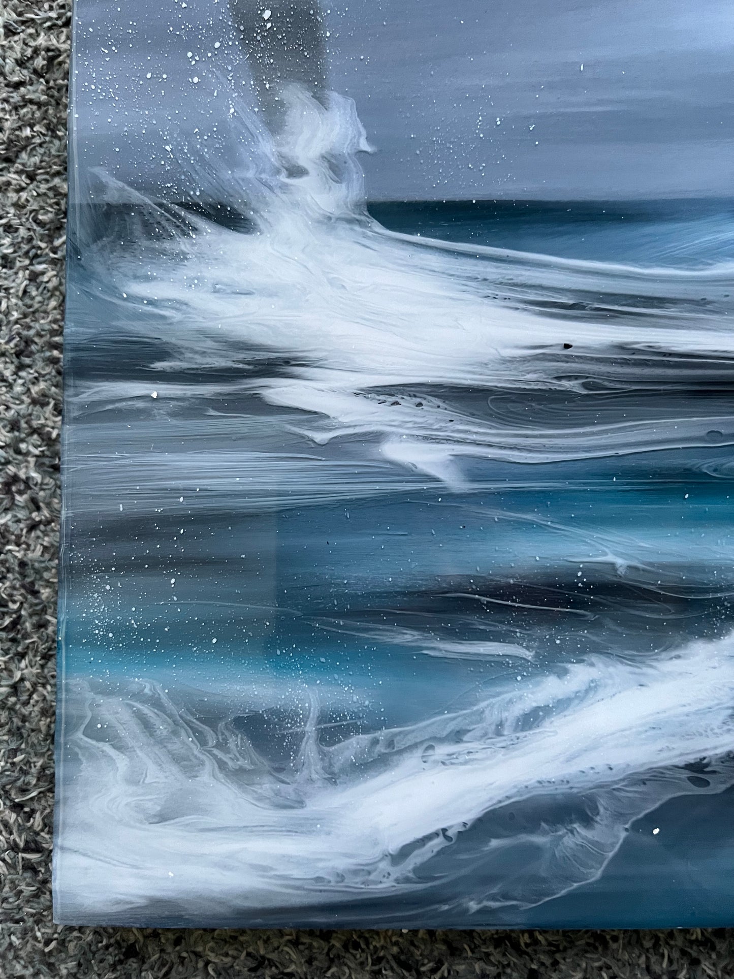 Neutral Seascape Resin Artwork | Square