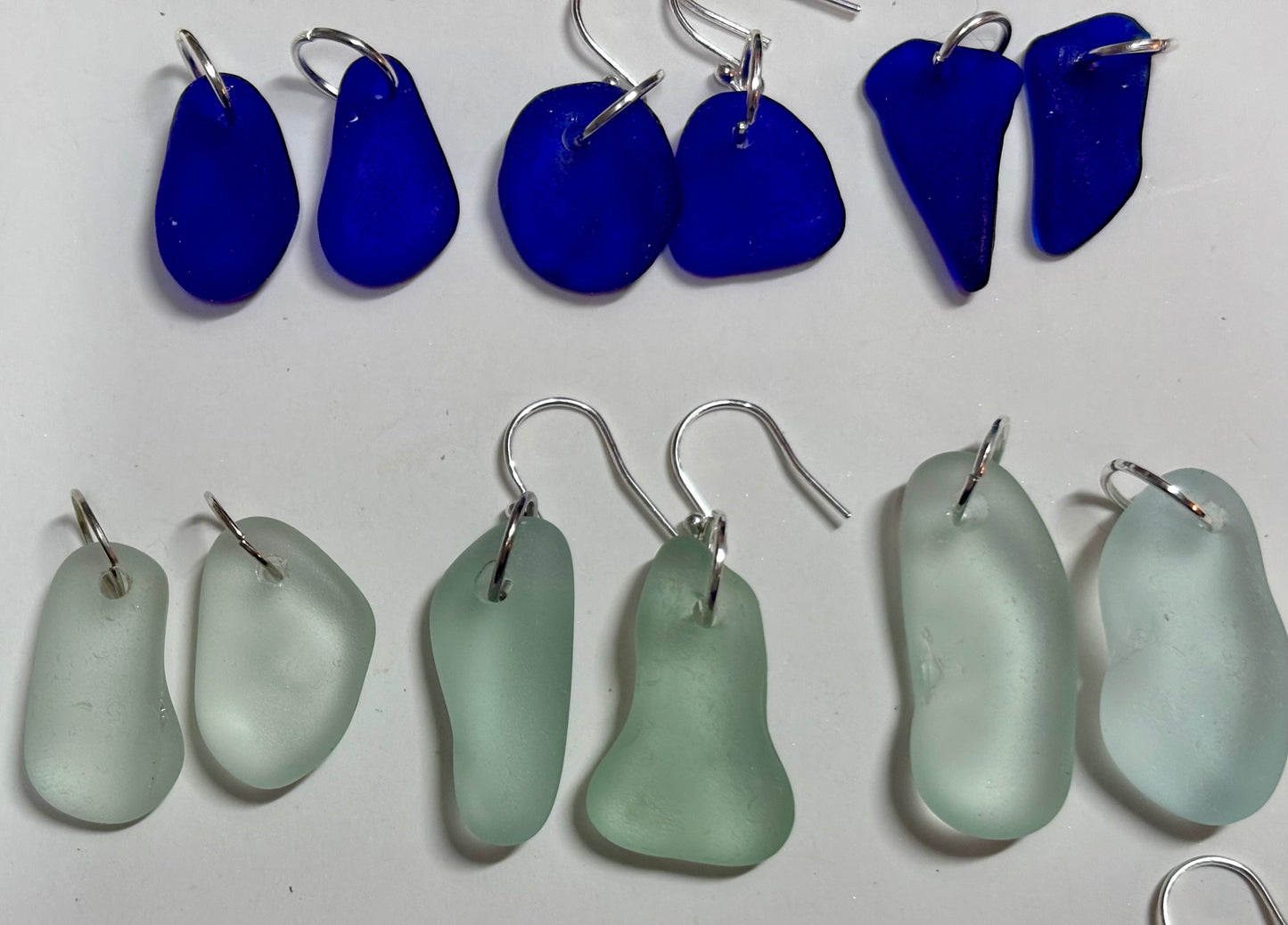 Seaglass dangly earrings.