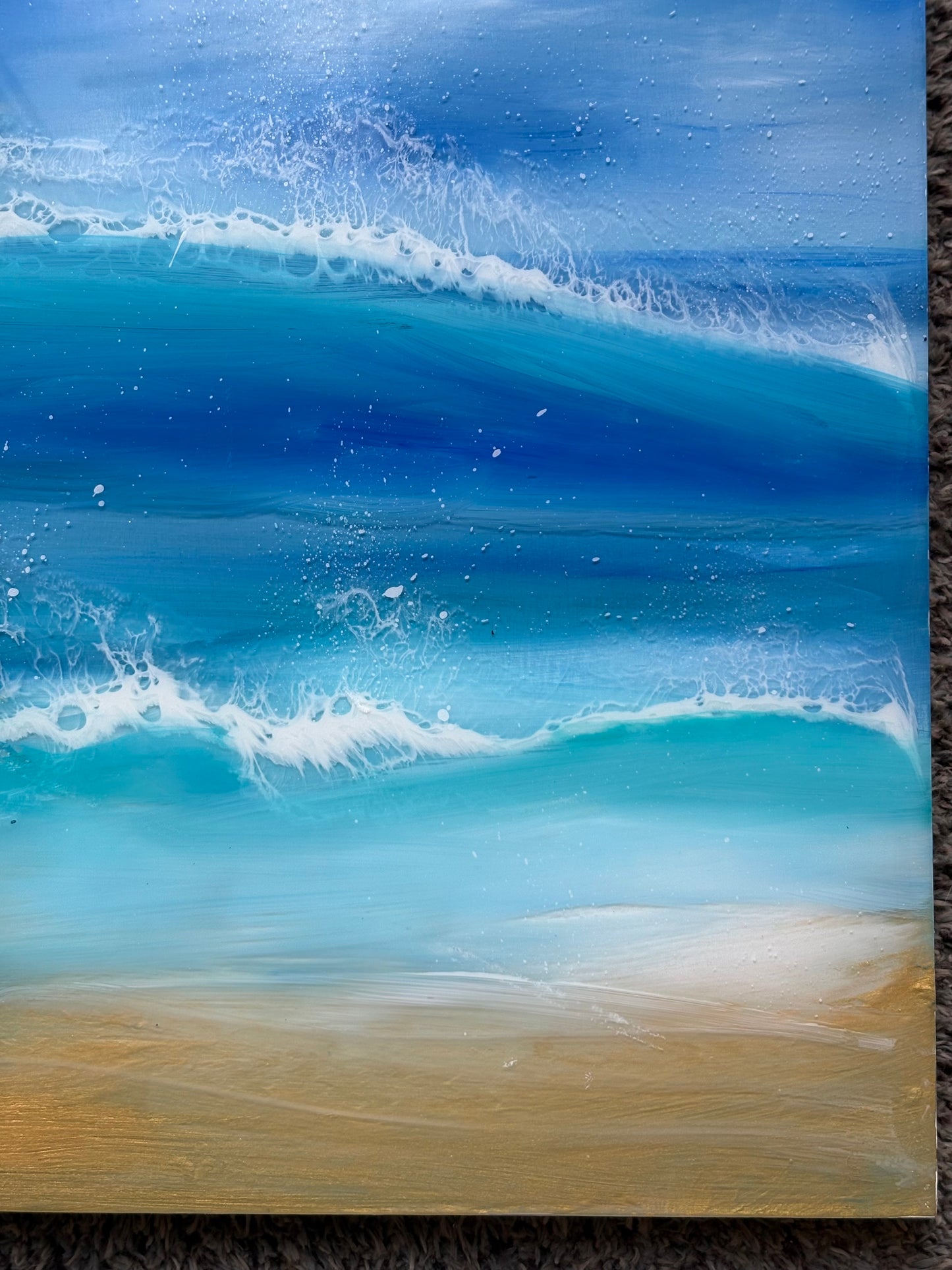 Golden Resin seascape | square 30 cm