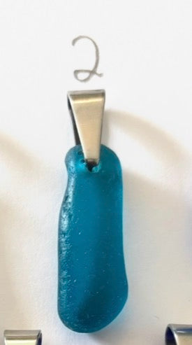 Blue sea glass pendants