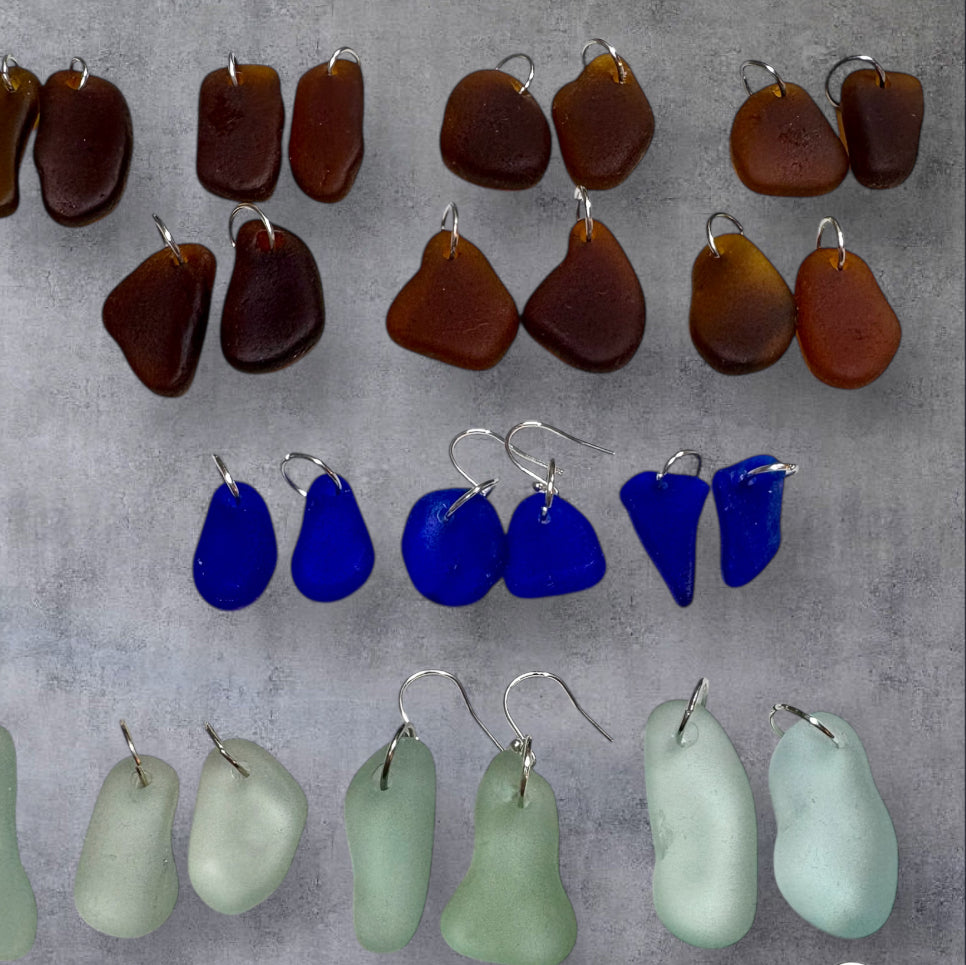 Seaglass dangly earrings.