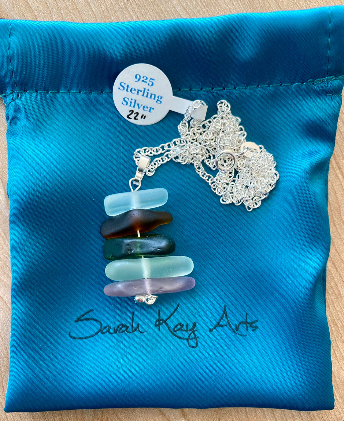 Seaglass stack pendants.