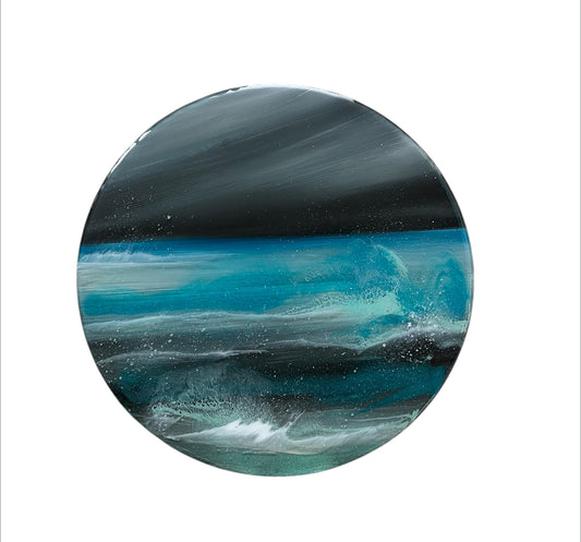 Resin Art night seascape | Circle