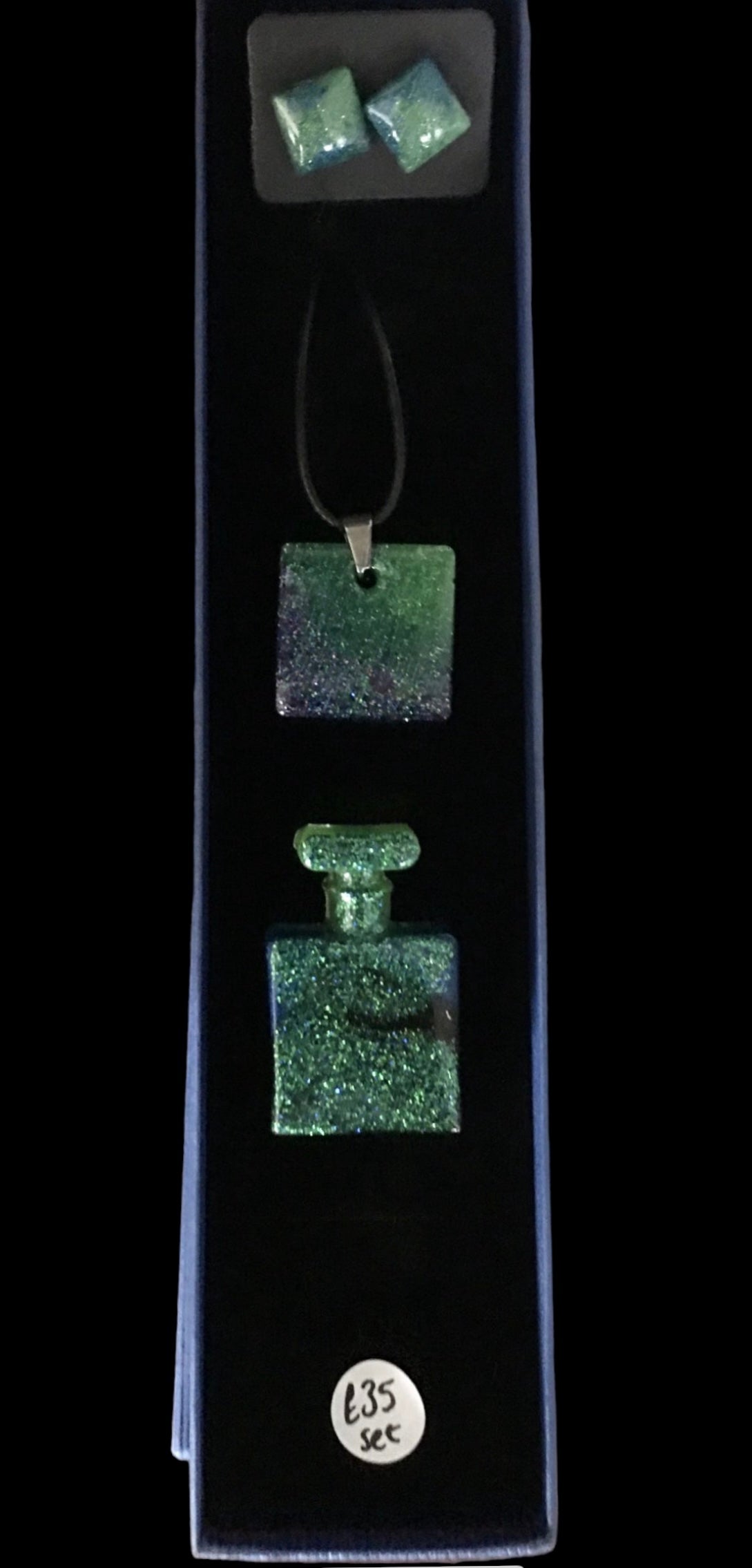 Aurora Borealis Resin Jewellery Set | Earrings, Brooch, Pendant