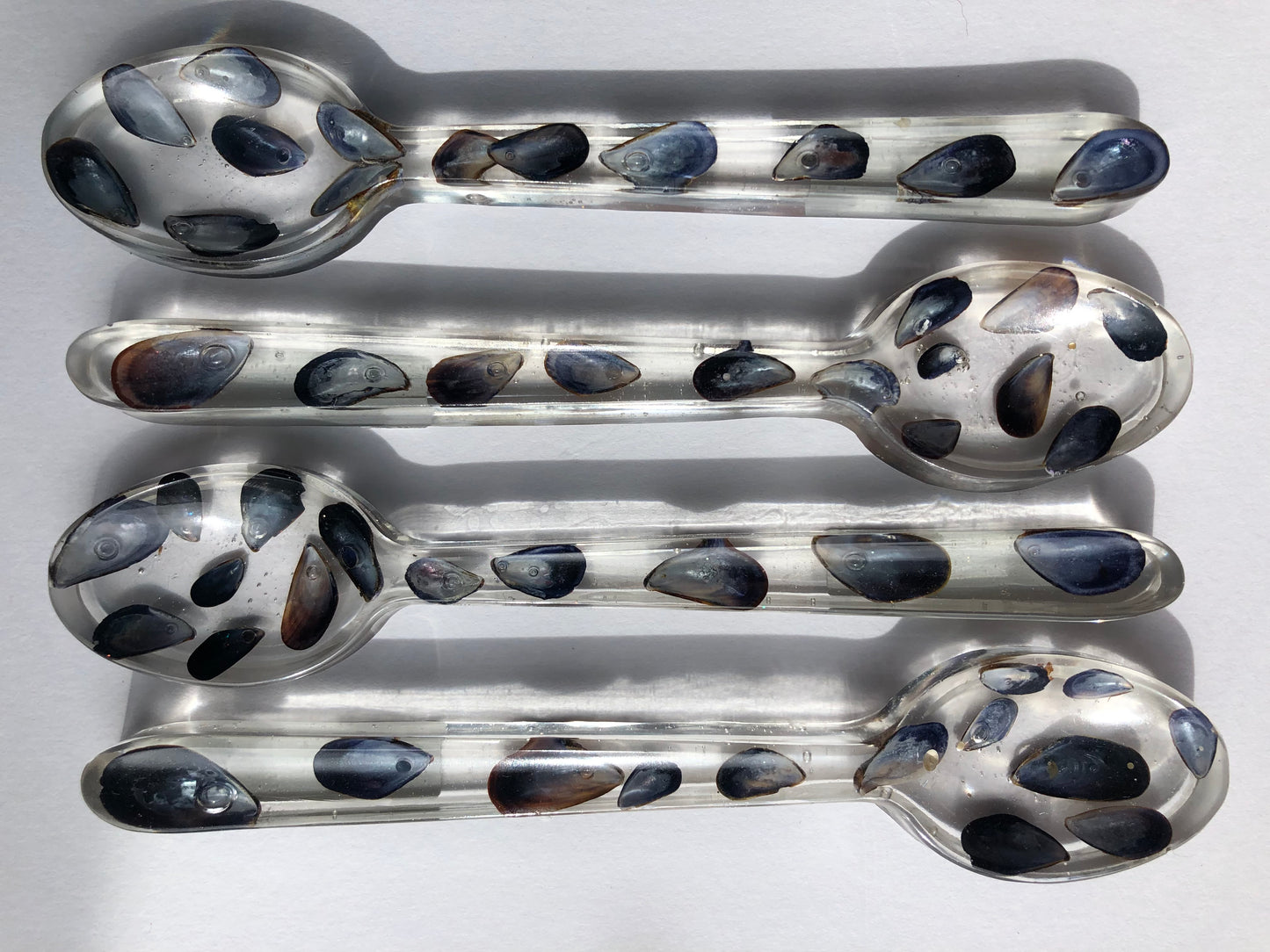 Decorative Mussel & Sea Urchin Shell Resin Spoons