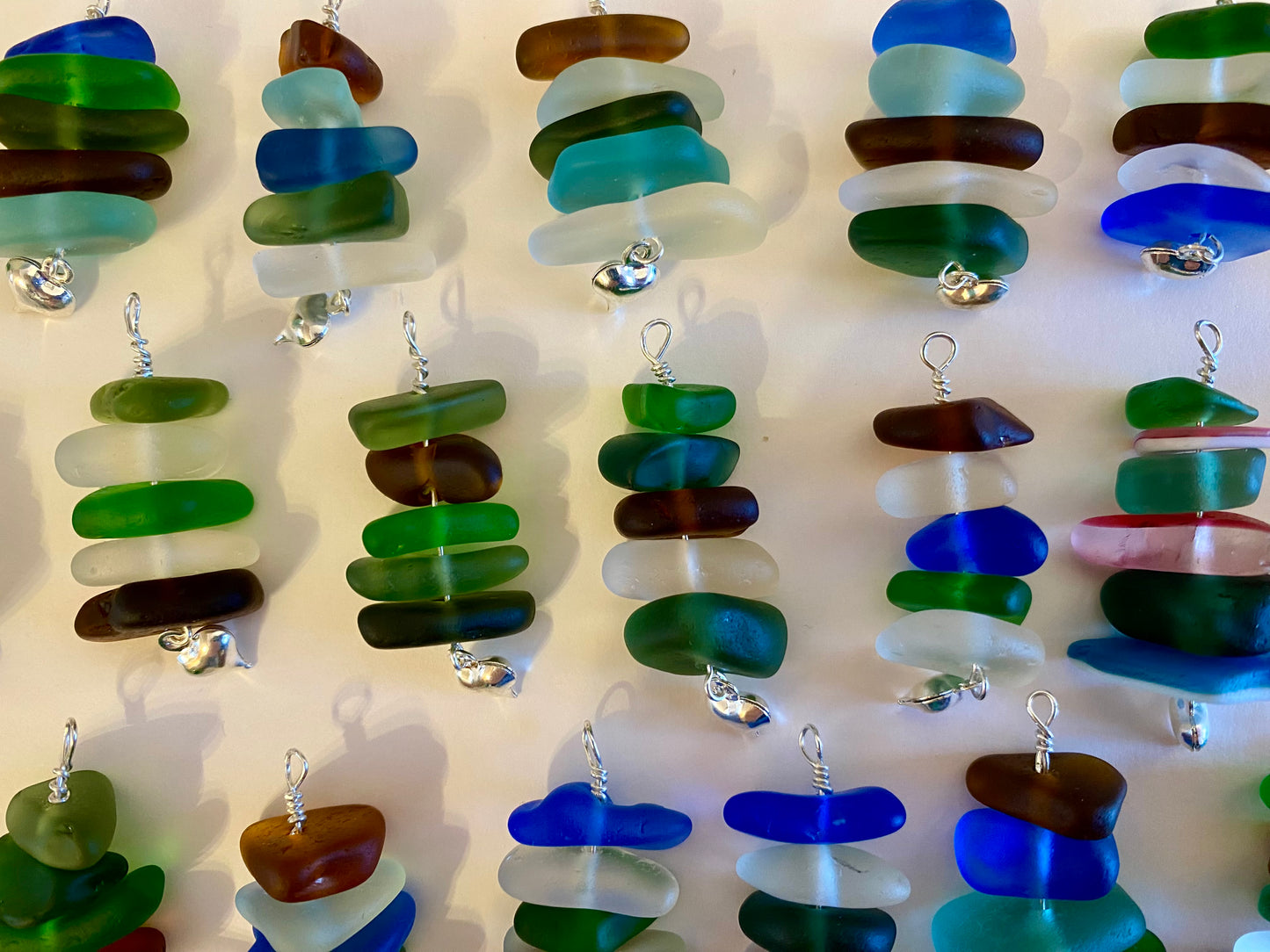 Seaglass stack pendants.