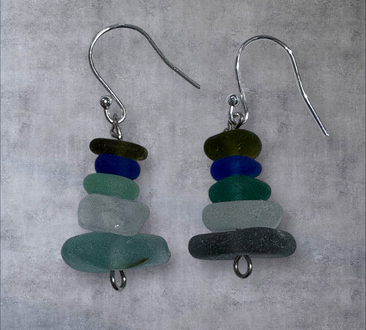 Seaglass stack earrings.