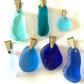 Blue sea glass pendants
