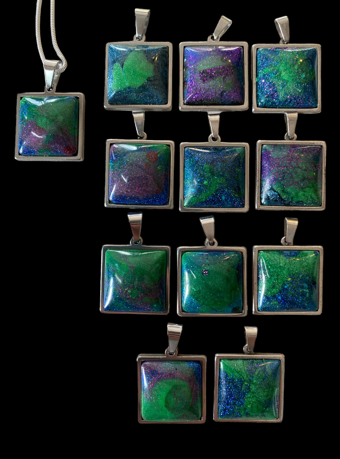 Signature Aurora borealis Resin Pendants