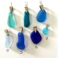 Blue sea glass pendants