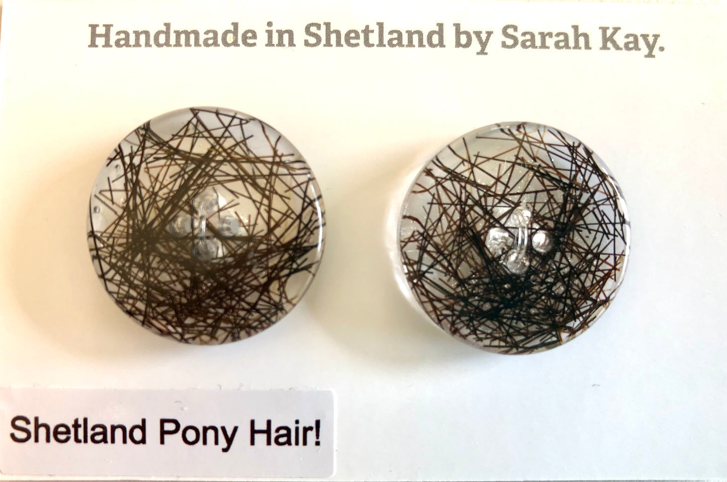 Shetland Pony Hair Resin Buttons.