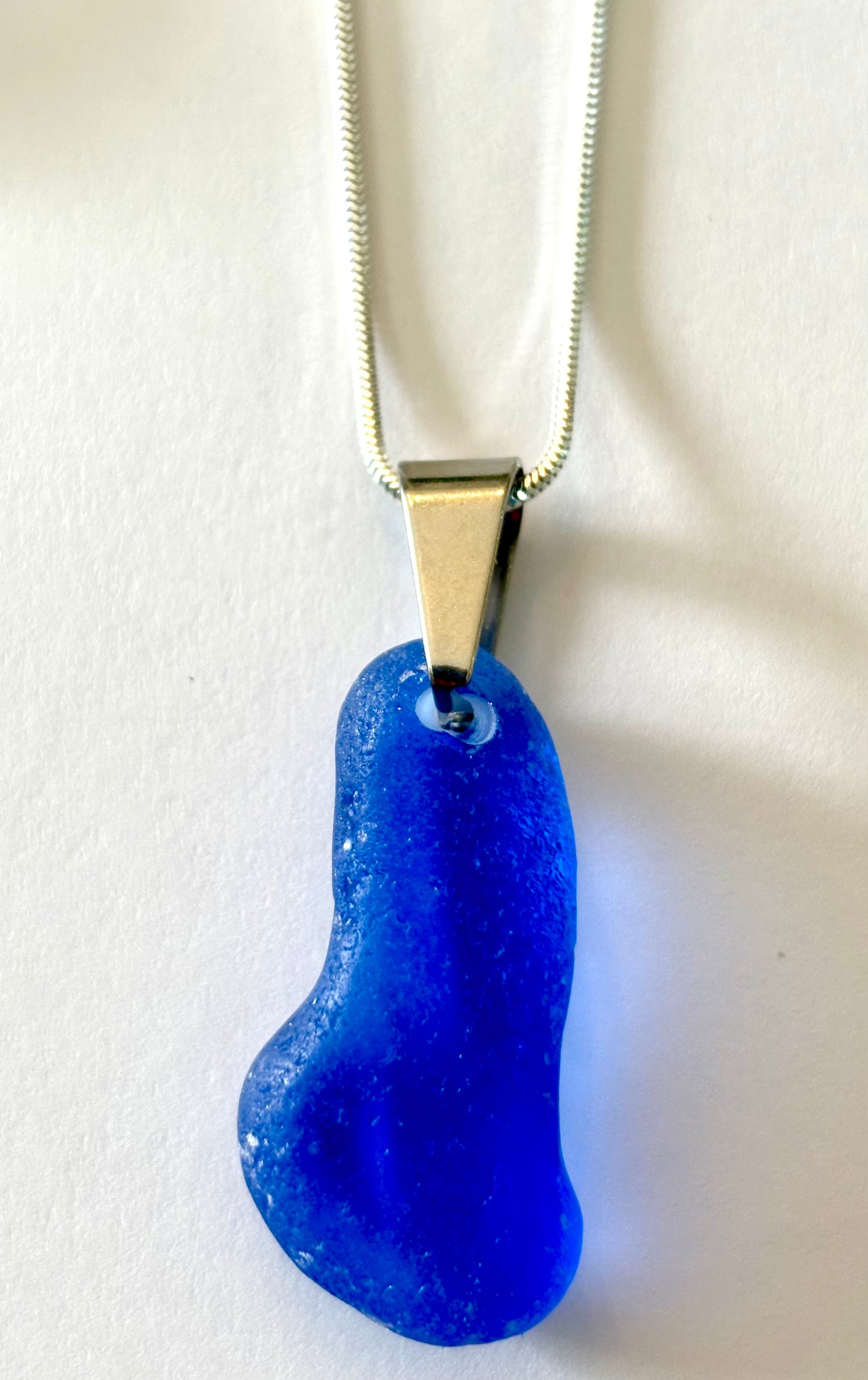 Blue sea glass pendants