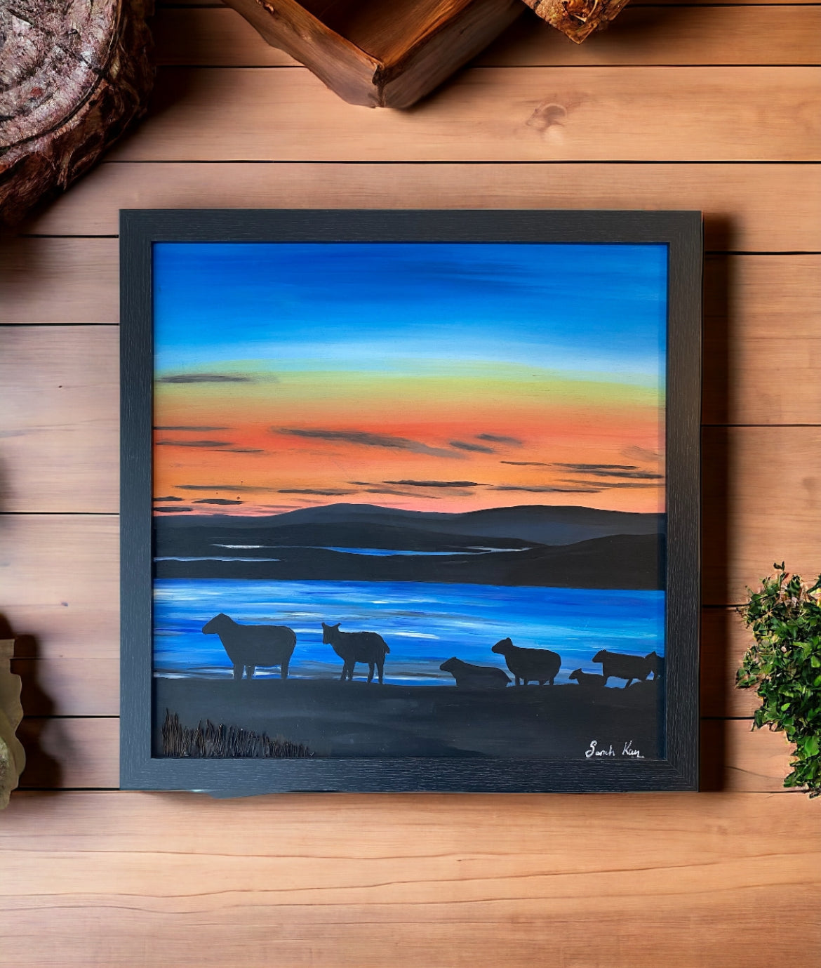 Sunset sheep Acrylic Painting