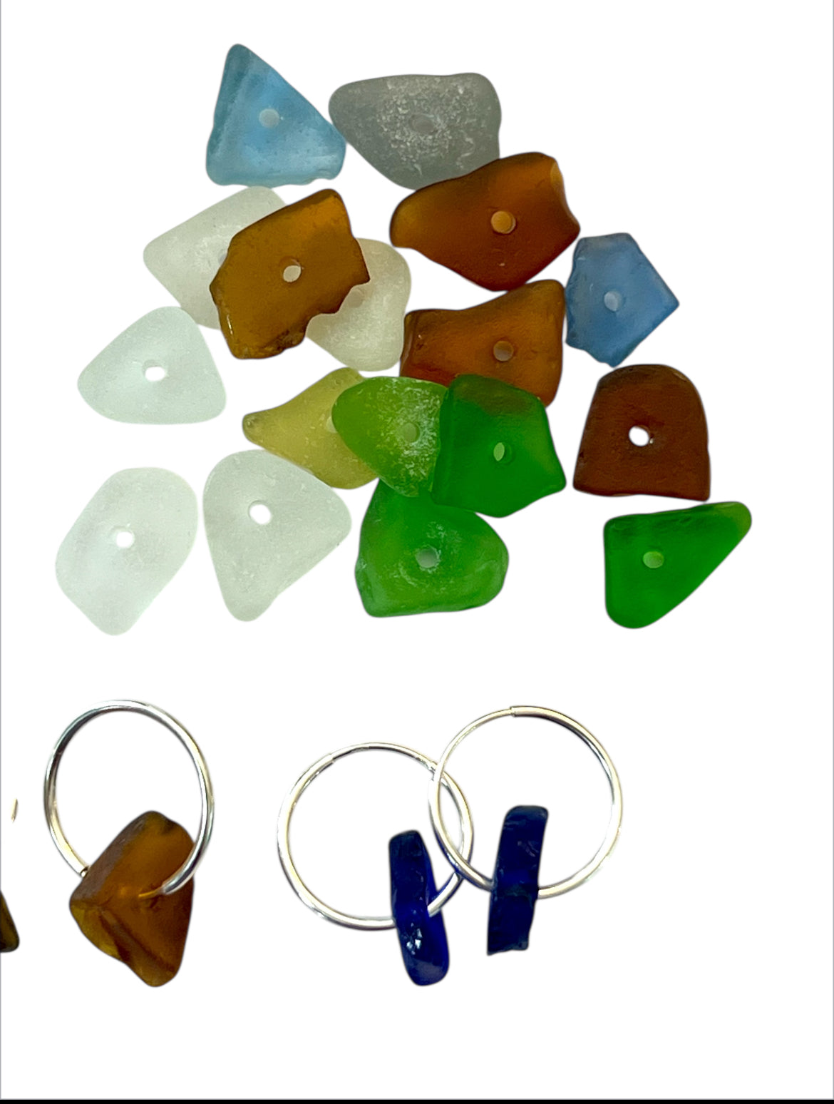 Seaglass hoop earrings.