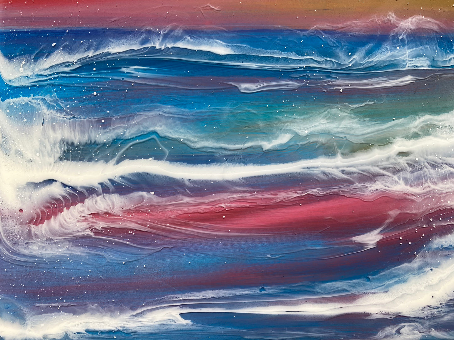 Winter Sunset Resin Artwork | Square 25cm