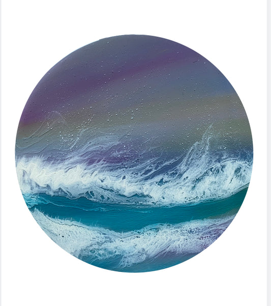 Lilac Seascape Art | Circle 20cm
