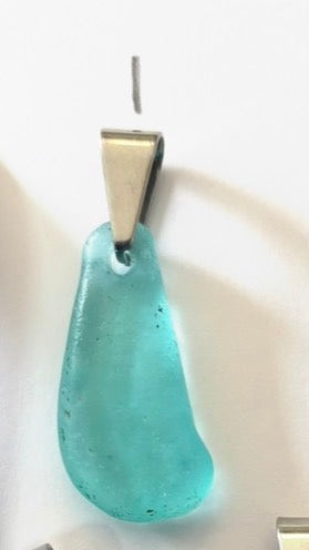 Blue sea glass pendants