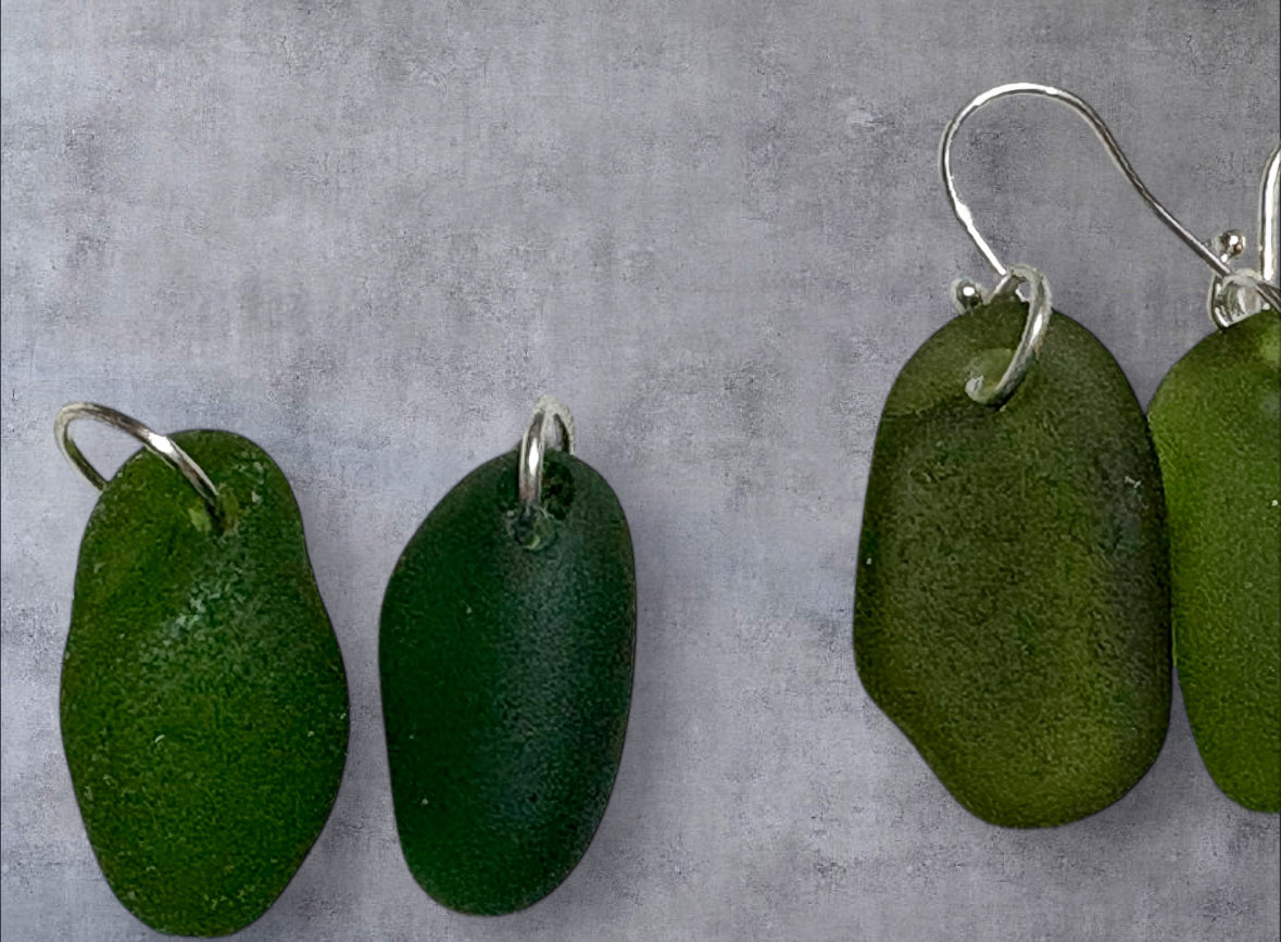 Seaglass dangly earrings.