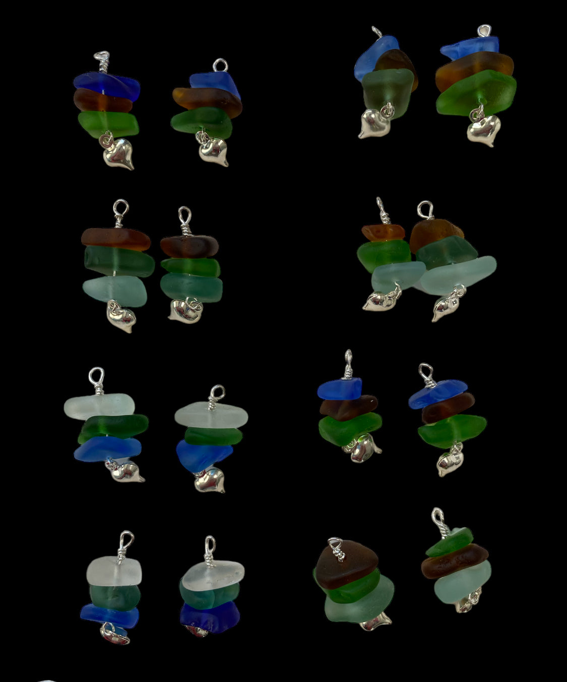 Seaglass stack earrings.