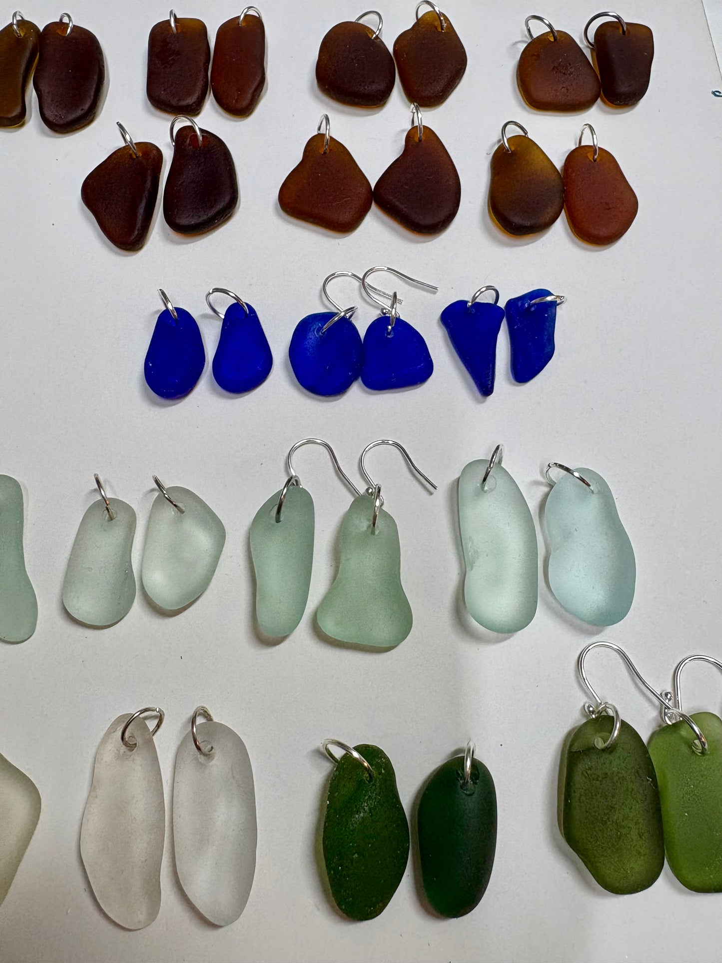 Seaglass dangly earrings.