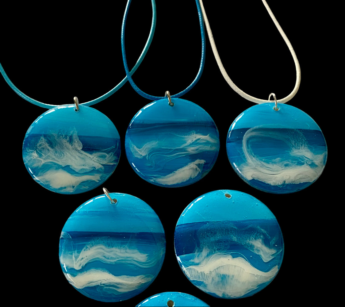 Beach Original Glossy Seascape Resin Pendants