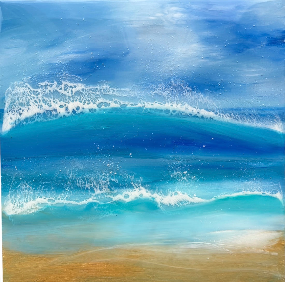 Golden Resin seascape | square 30 cm