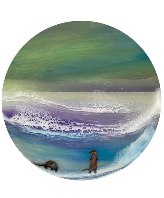 Resin Art Shetland Seascape Otter  Fun | Circle 40cm