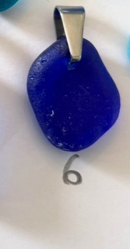 Blue sea glass pendants