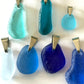 Blue sea glass pendants