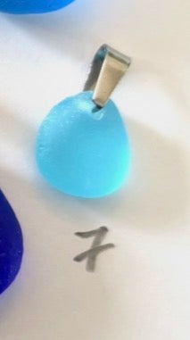 Blue sea glass pendants