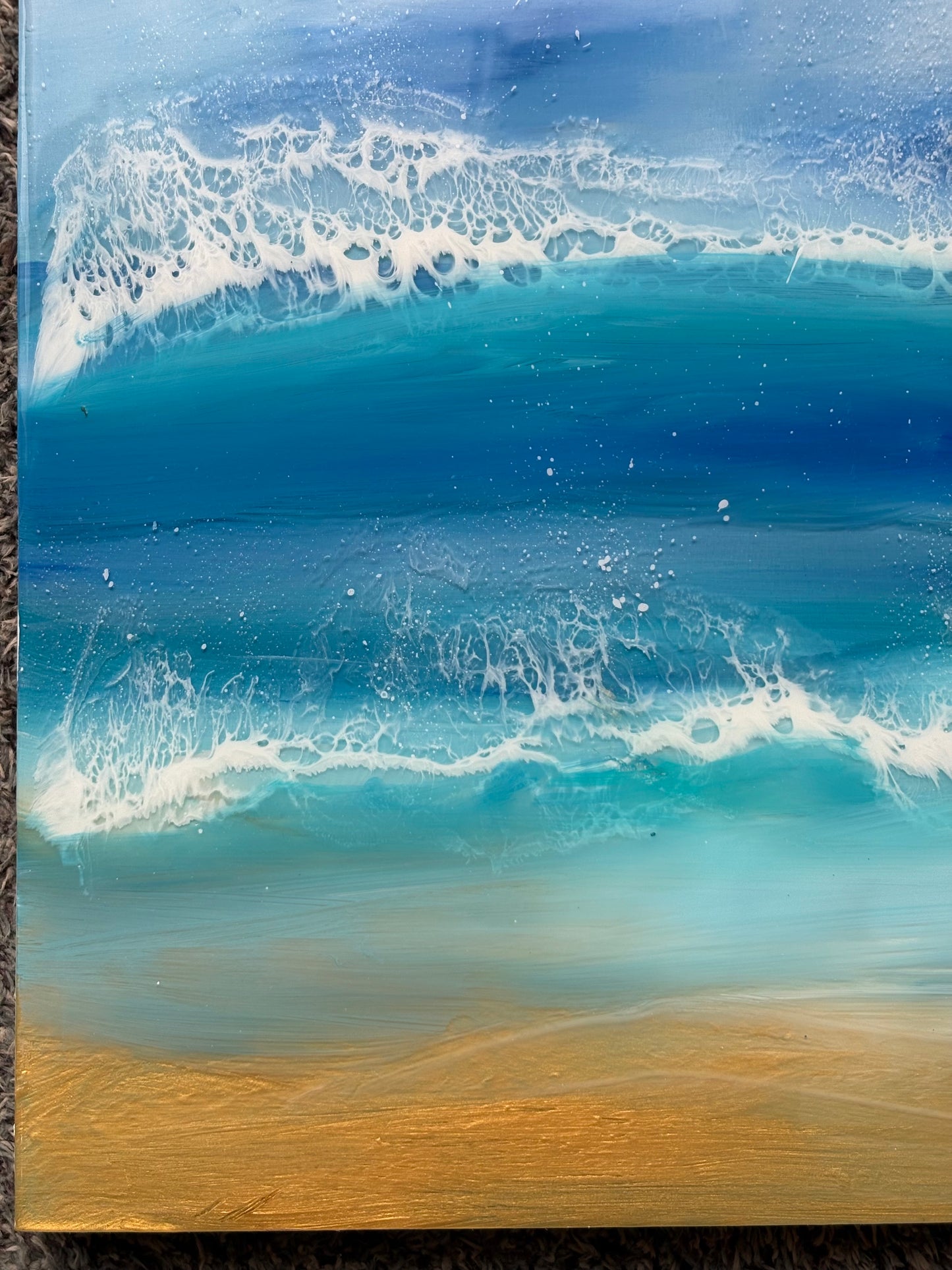 Golden Resin seascape | square 30 cm