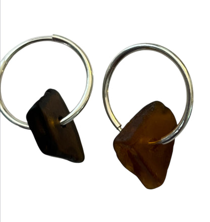 Seaglass hoop earrings.