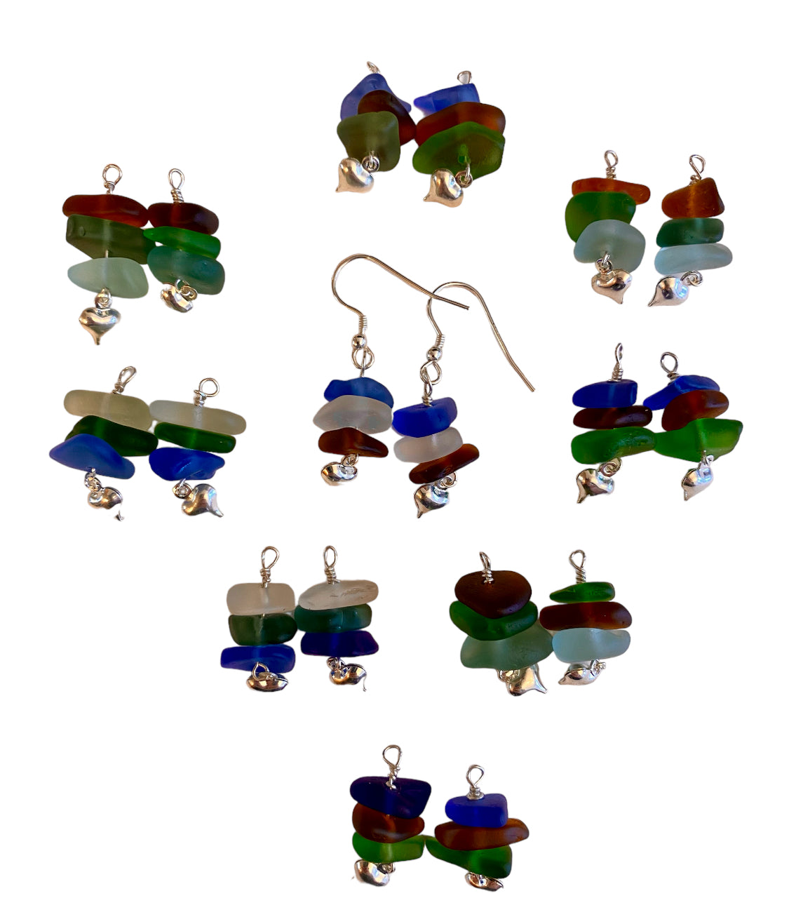 Seaglass stack earrings.