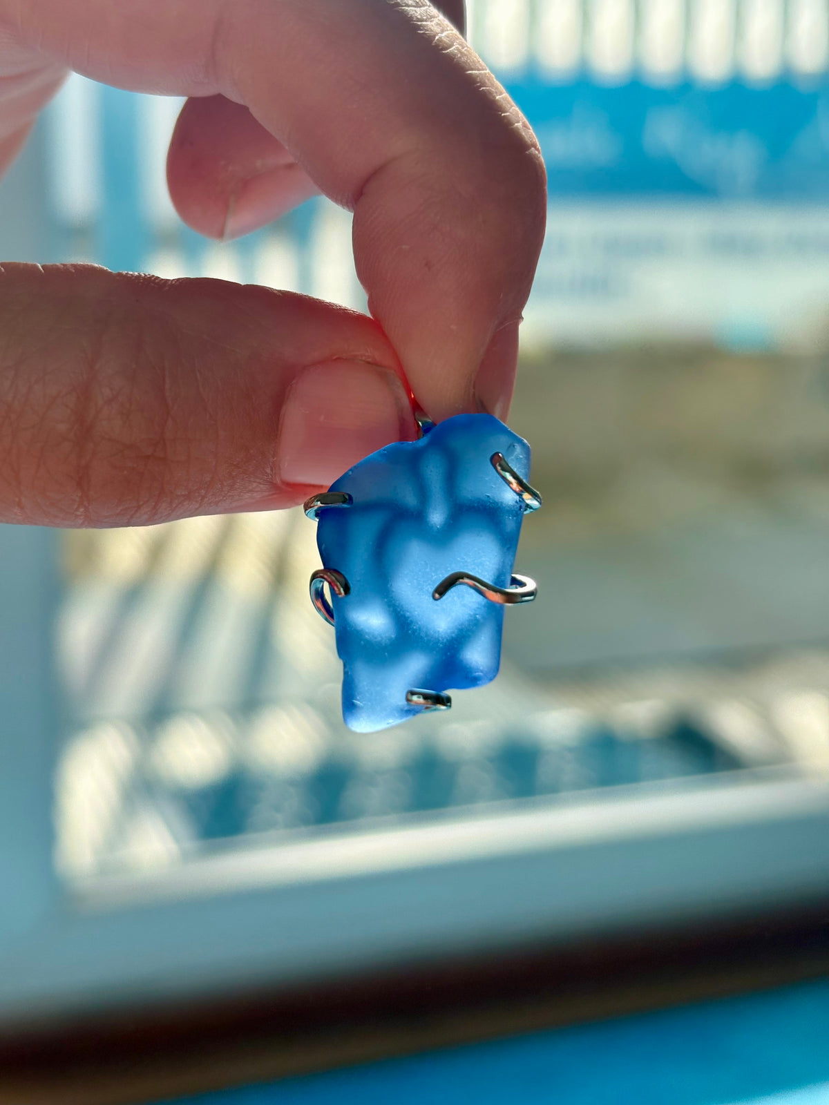 Rare Blue Shetland Sea Glass Pendants.