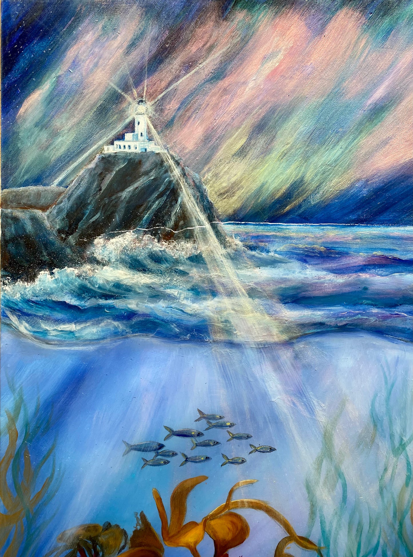 Muckle Flugga Lighthouse, Shetland Acrylic & Resin Artwork | Rectangle