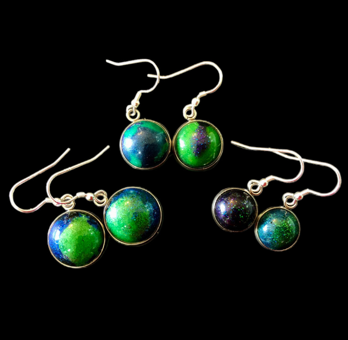 Aurora Borealis Dangly Resin Earrings