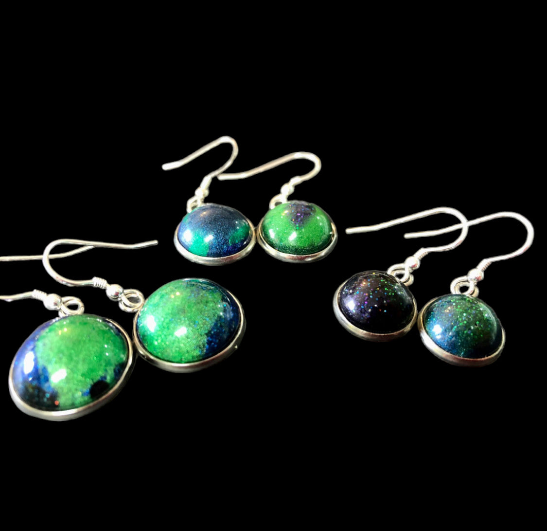 Aurora Borealis Dangly Resin Earrings