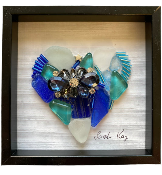 Mini  Beach Mosaic framed | Blues