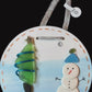 Snow man sea glass hanging plaque.