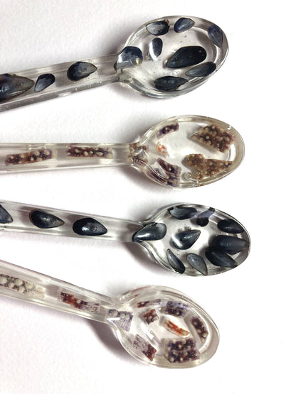 Decorative Mussel & Sea Urchin Shell Resin Spoons