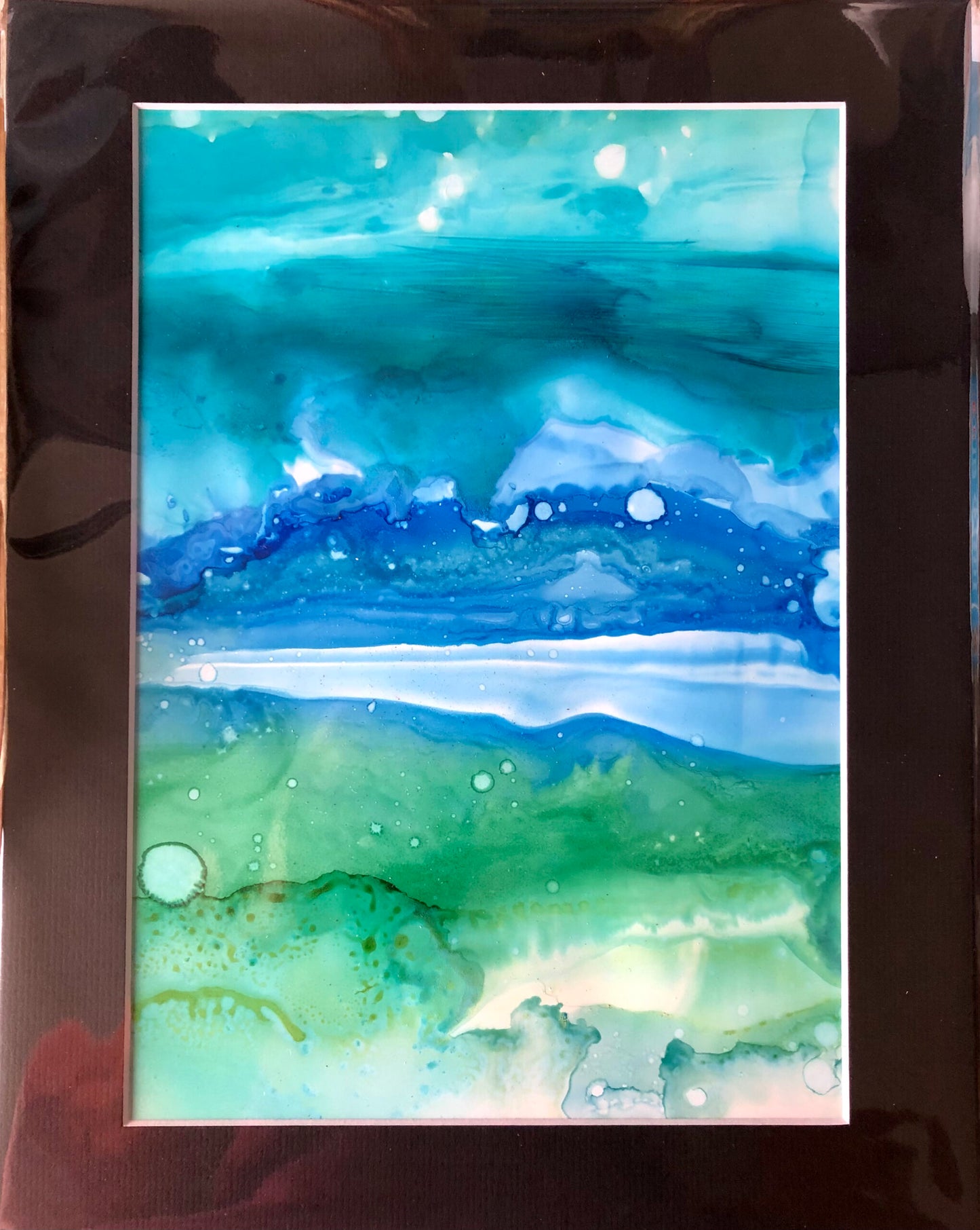Portrait Sea Swimming Alcohol Ink Painting