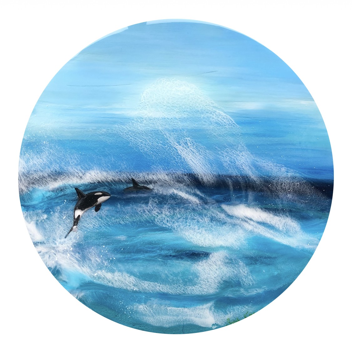 Resin Art Seascape Killer Whales | Circle 50cm