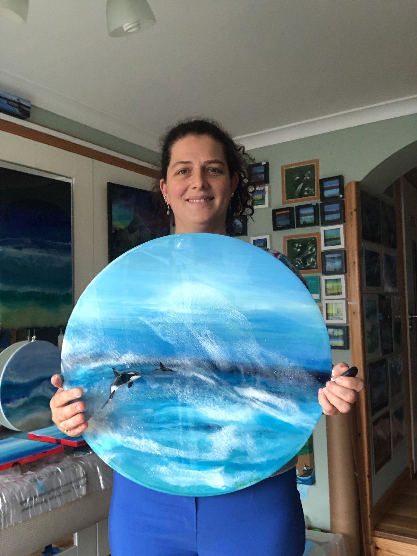 Resin Art Seascape Killer Whales | Circle 50cm
