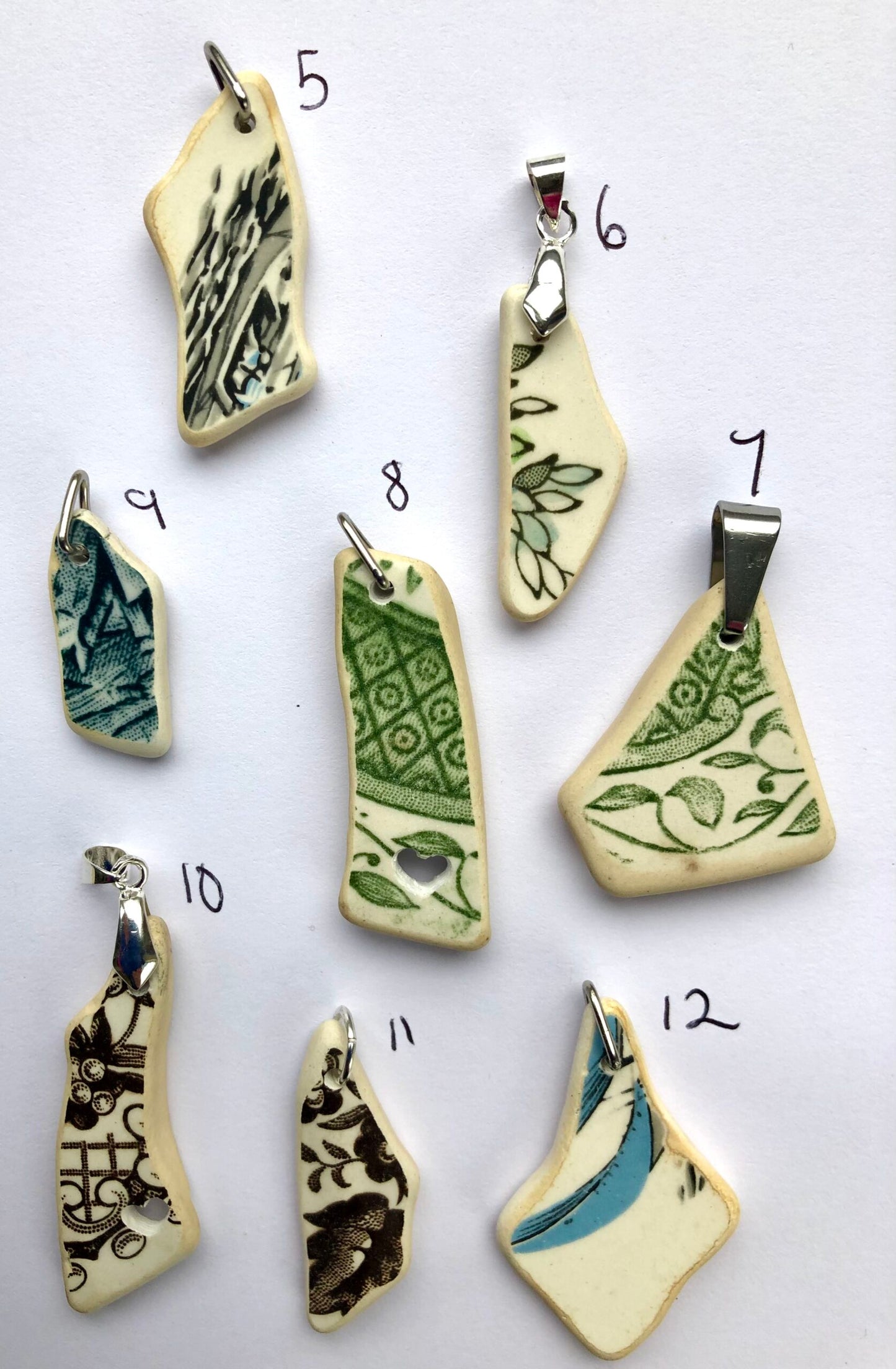 Sea Pottery Green/Pink Pendants