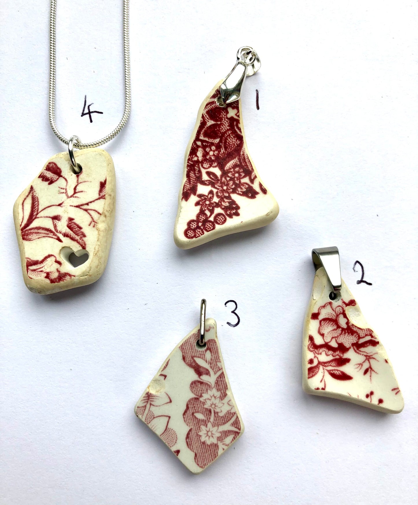 Sea Pottery Green/Pink Pendants