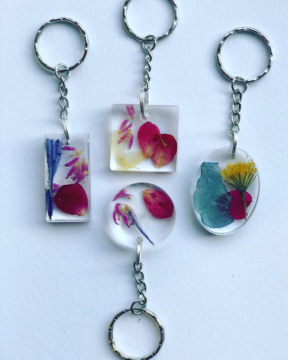 Shetland Grown Real Flower Resin Keyring