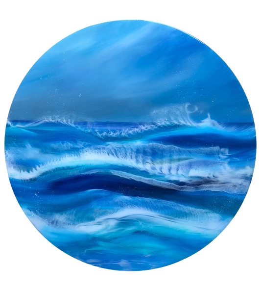 Resin Art Seascape Shetland Gale | Circle 50cm