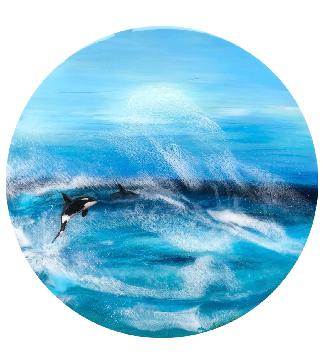 Resin Art Seascape Killer Whales | Circle 50cm